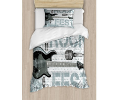 Guitar on Brick Wall Duvet Cover Set