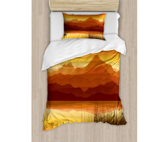 Abstract Mountains Sunset Duvet Cover Set