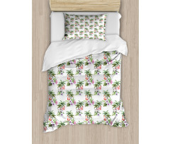 Flamingo Hibiscus Art Duvet Cover Set