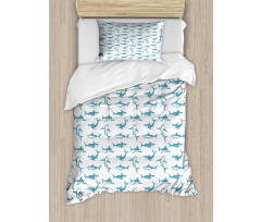 Scary Predators with Fins Duvet Cover Set