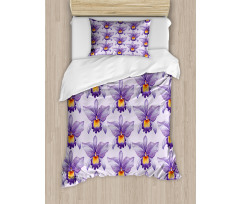 Tropical Orchid Flowers Duvet Cover Set