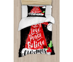 Xmas Hat with Lettering Duvet Cover Set