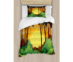 Cartoon Sunset Hills Duvet Cover Set