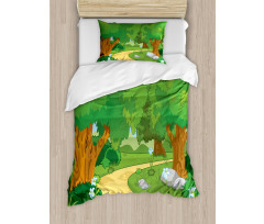 Pathway Flowers Trees Duvet Cover Set