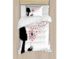 Woman with Dandelion Duvet Cover Set