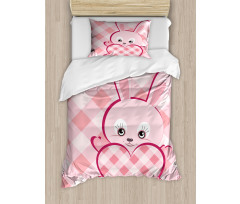 Diamond Shape Bunny Heart Duvet Cover Set