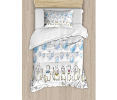 Cats Sitting with Collars Duvet Cover Set