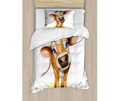 Cow with Blue Eyes Grass Duvet Cover Set