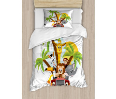 Zebra Toucan Lion Elephant Duvet Cover Set