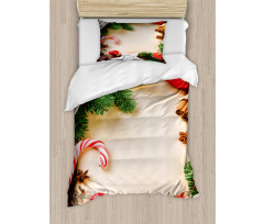 Cinnamon Candy Cane Duvet Cover Set