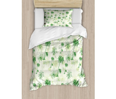Sketch Style Palm Trees Duvet Cover Set