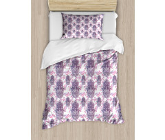 Ombre Leaves Circles Duvet Cover Set