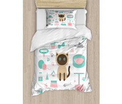 Cartoon Domestic Siamese Duvet Cover Set