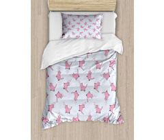 Romantic Pink Kittens Duvet Cover Set