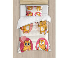 Romantic Kitten in Love Duvet Cover Set