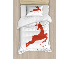 Jumping Reindeer Stars Duvet Cover Set