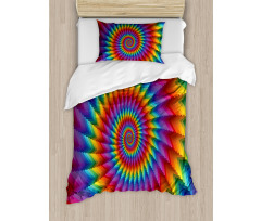 Vibrant Rainbow Spiral Duvet Cover Set