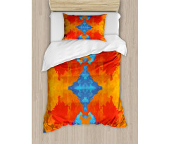 Contemporary Blue Orange Duvet Cover Set