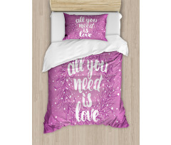 Valentines Floral Words Duvet Cover Set