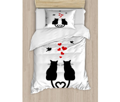 Cats in Love Heart Tail Duvet Cover Set