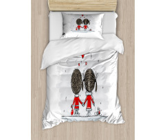 Couple Cartoon Art Style Duvet Cover Set