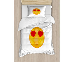 Cartoon Smiley Face Heart Duvet Cover Set