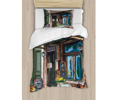 Street Paris Cafe Eating Duvet Cover Set