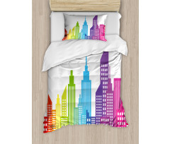 Colorful Skyline Urban Duvet Cover Set