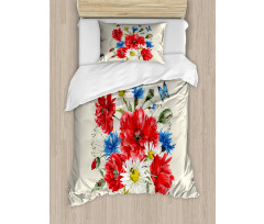 Vintage Poppies Daisy Duvet Cover Set