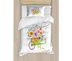 Wheelbarrow Flowers Duvet Cover Set