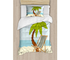 Cartoon Style Palm Tree Duvet Cover Set