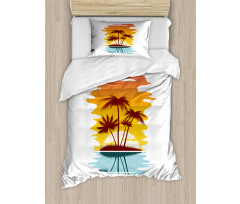 Exotic Palm Trees Sunset Duvet Cover Set