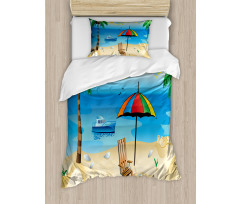 Cartoon Coast Pattern Duvet Cover Set