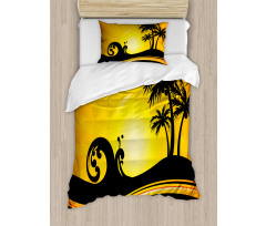 Holiday Waves and Trees Duvet Cover Set