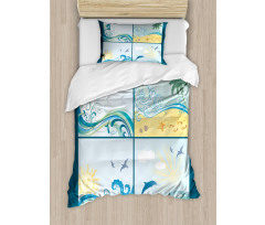 Maritime Themed Waves Duvet Cover Set