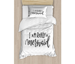 Monochrome Words Duvet Cover Set