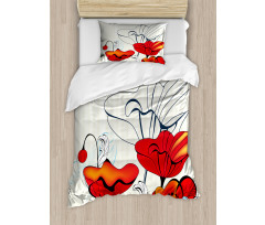 Striped Florets Duvet Cover Set