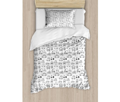 Transportation Sketch Art Duvet Cover Set