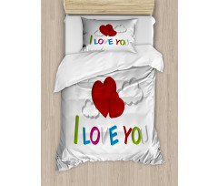 Letters Clouds Heart Duvet Cover Set