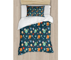 Cartoon Planets in Space Duvet Cover Set