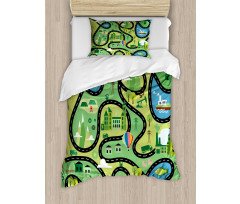 Aerial Coastal Suburbs Duvet Cover Set