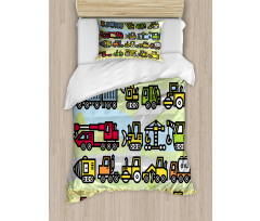 Excavator Loader Machines Duvet Cover Set