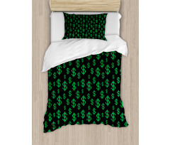 Pixel Art Dollar Pattern Duvet Cover Set