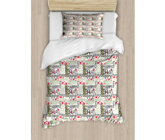 Happy Words with Hearts Duvet Cover Set