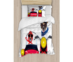 Funny Canine on Bike Duvet Cover Set