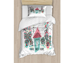 House Heart Shape Duvet Cover Set