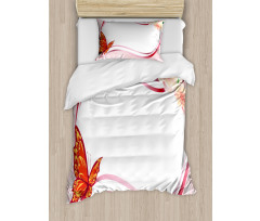 Abstract Floral Pink Duvet Cover Set