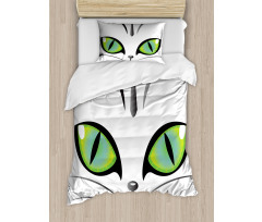 Siberian Cat Watchful Face Duvet Cover Set