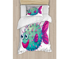 Vibrant Color Bubble Fish Duvet Cover Set