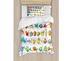 Happy Fish Abstract Duvet Cover Set